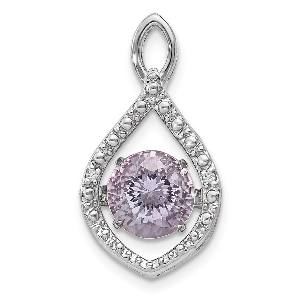 Sterling Silver Diamond u0026 Vibrant Pink Amethyst Pendant
