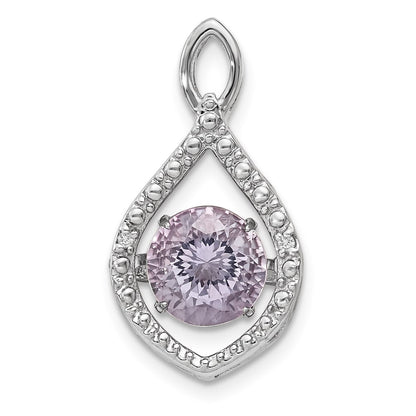 Sterling Silver Diamond u0026 Vibrant Pink Amethyst Pendant