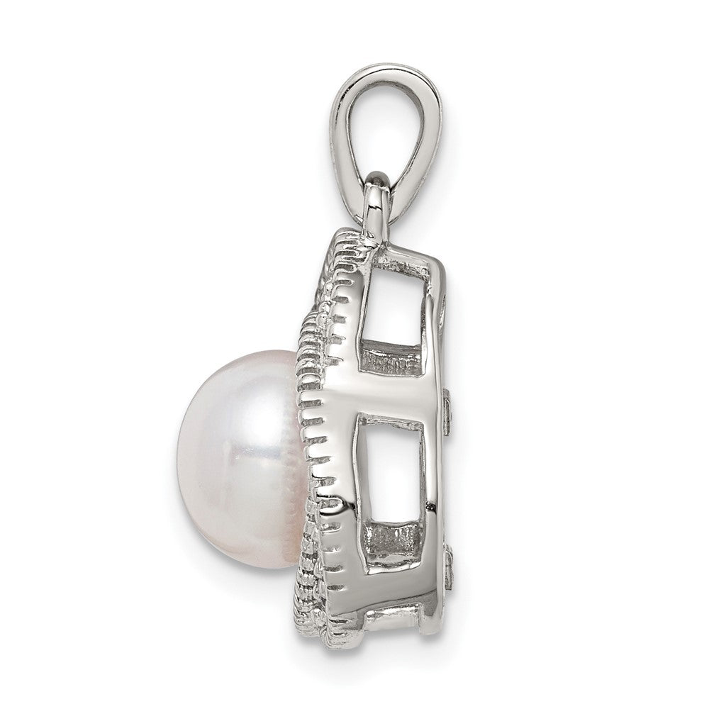 Sterling Silver Freshwater Cultured Pearl u0026 White Topaz Pendant