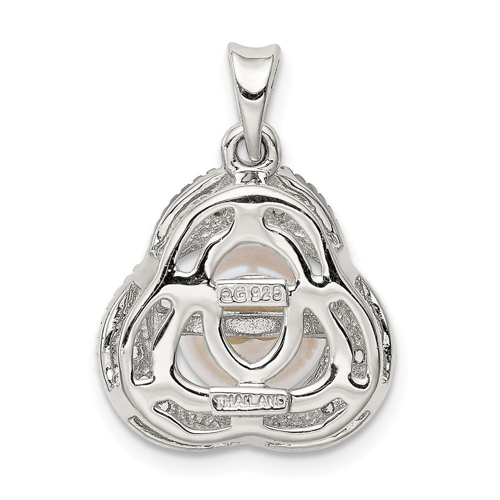 Sterling Silver Freshwater Cultured Pearl u0026 White Topaz Pendant