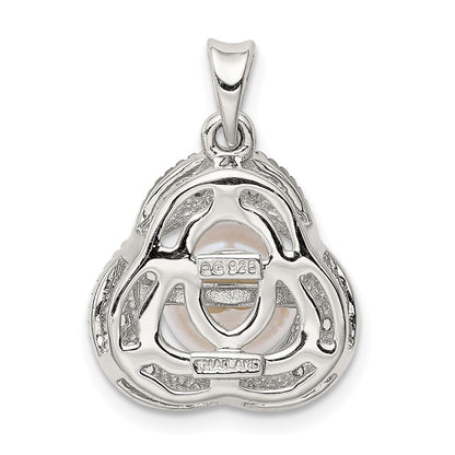 Sterling Silver Freshwater Cultured Pearl u0026 White Topaz Pendant