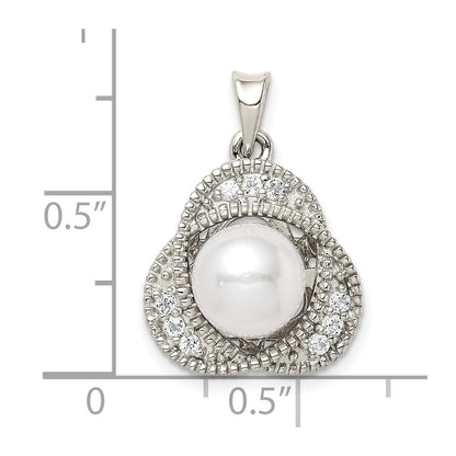 Sterling Silver Freshwater Cultured Pearl u0026 White Topaz Pendant