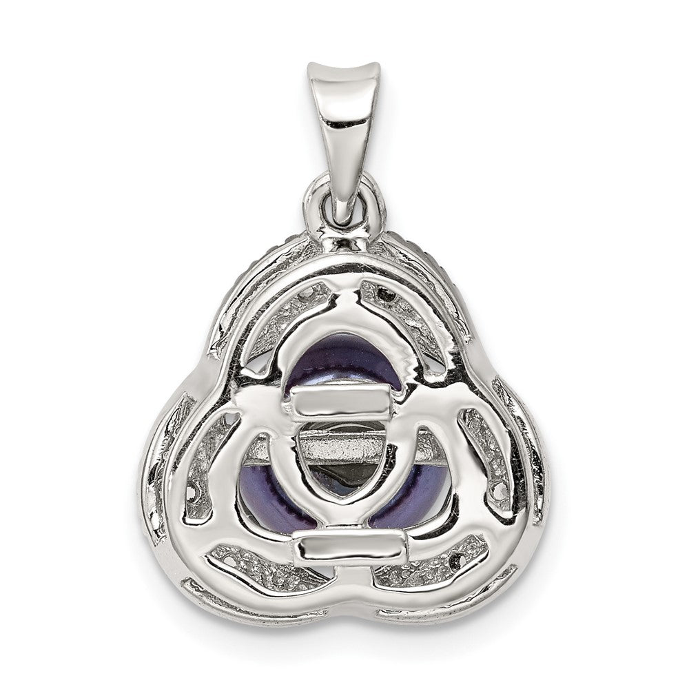 Sterling Silver Black Freshwater Cultured Pearl and White Topaz Pendant