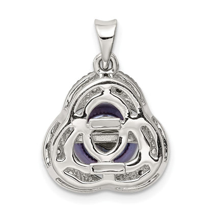 Sterling Silver Black Freshwater Cultured Pearl and White Topaz Pendant