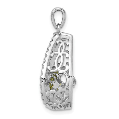 Sterling Silver White Topaz u0026 Vibrant Peridot Teardrop Pendant