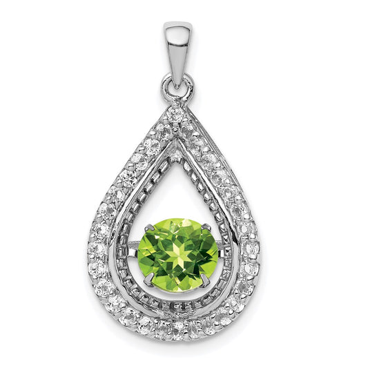 Sterling Silver White Topaz u0026 Vibrant Peridot Teardrop Pendant