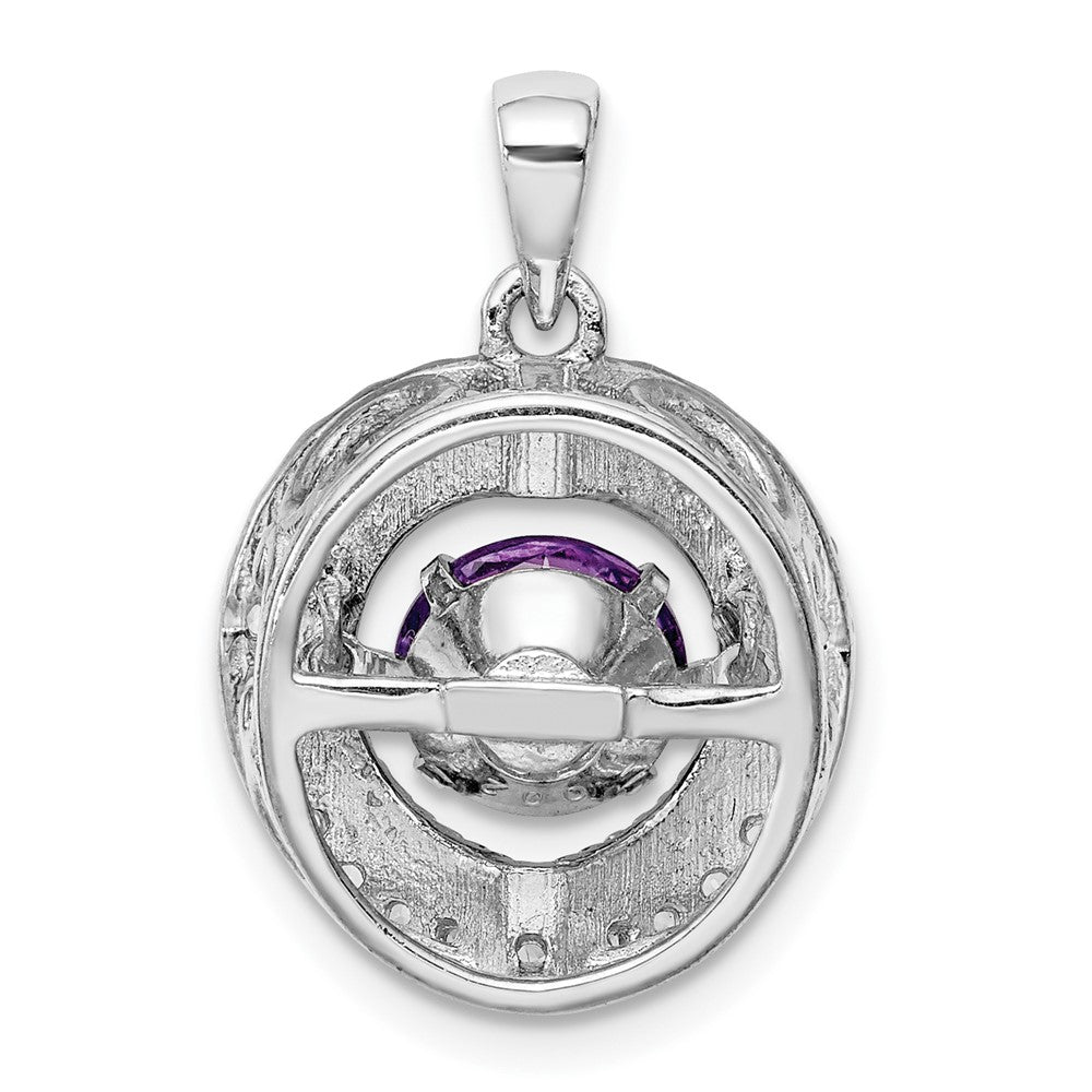 Sterling Silver White Topaz u0026 Vibrant Amethyst Circle Pendant