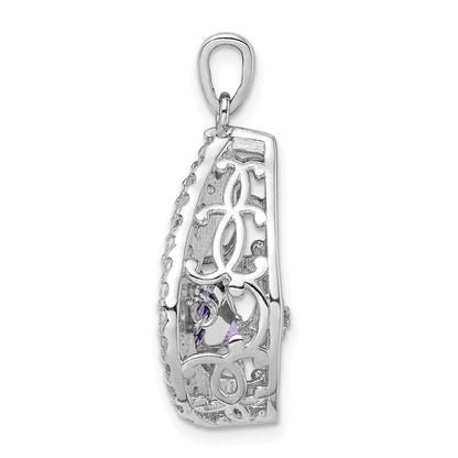 Sterling Silver White Topaz u0026 Vibrant Amethyst Teardrop Pendant