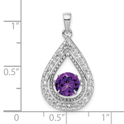 Sterling Silver White Topaz u0026 Vibrant Amethyst Teardrop Pendant