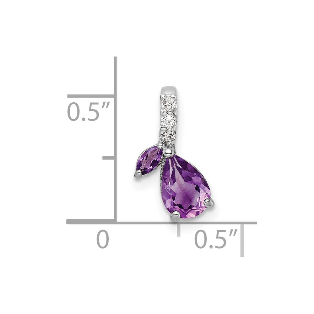 SterlingSilver RhodPlat .79AM/WT Amethyst u0026 White Topaz Pendant