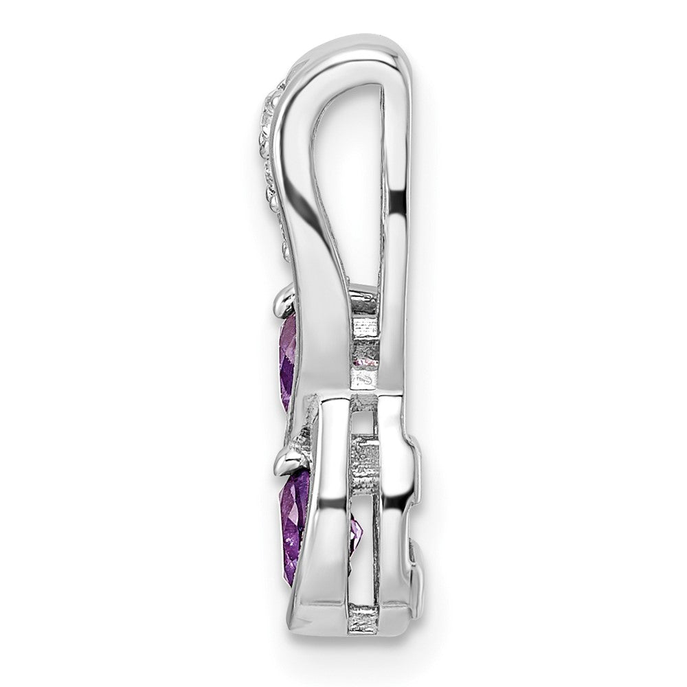 Sterling Silver Rhod-plated .57t.w. Amethyst u0026 White Topaz Pendant