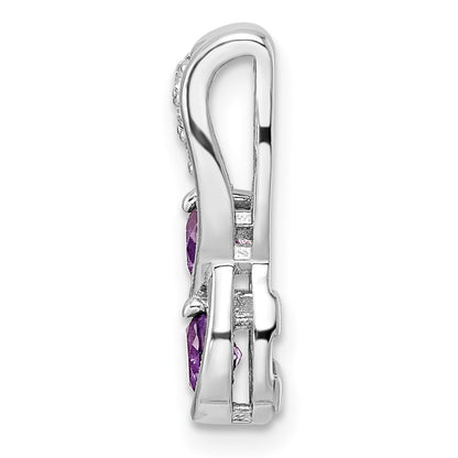 Sterling Silver Rhod-plated .57t.w. Amethyst u0026 White Topaz Pendant
