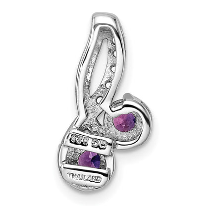 Sterling Silver Rhod-plated .57t.w. Amethyst u0026 White Topaz Pendant