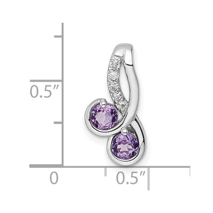 Sterling Silver Rhod-plated .57t.w. Amethyst u0026 White Topaz Pendant