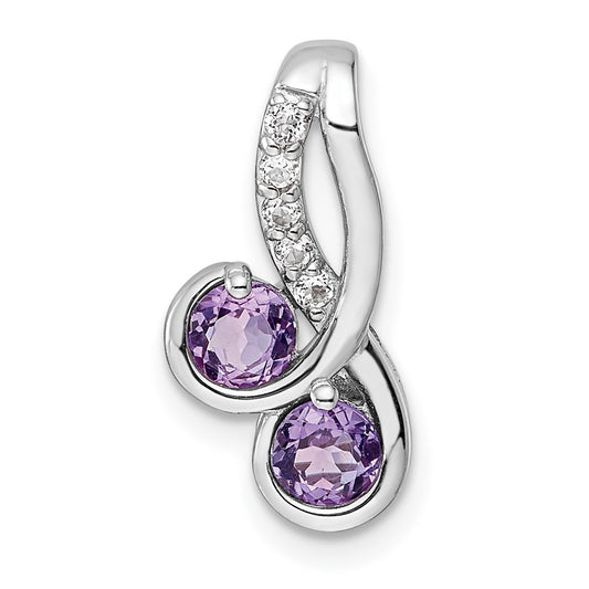 Sterling Silver Rhod-plated .57t.w. Amethyst u0026 White Topaz Pendant