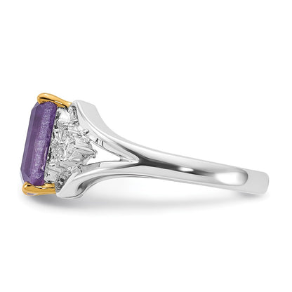 Sterling Silver u0026 14K Accent Amethyst and Diamond Ring