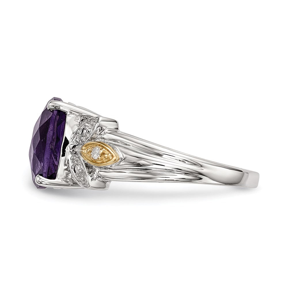 Sterling Silver u0026 14K Amethyst and Diamond Ring