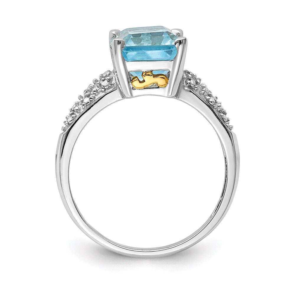 Sterling Silver u0026 14K Rhodium Plated Sky Blue Topaz and Diamond Ring