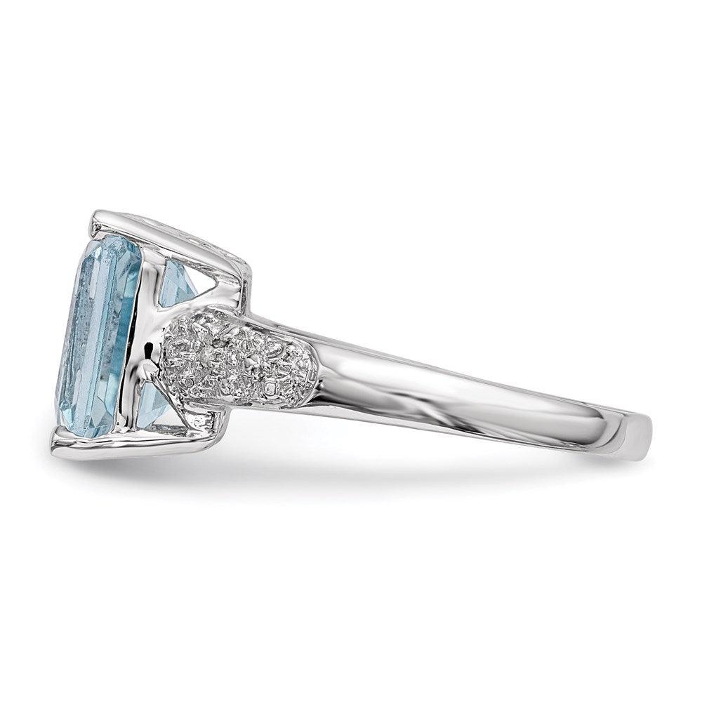 Sterling Silver u0026 14K Rhodium Plated Sky Blue Topaz and Diamond Ring