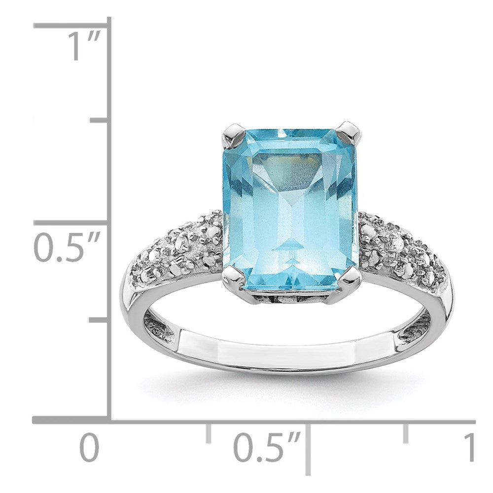 Sterling Silver u0026 14K Rhodium Plated Sky Blue Topaz and Diamond Ring