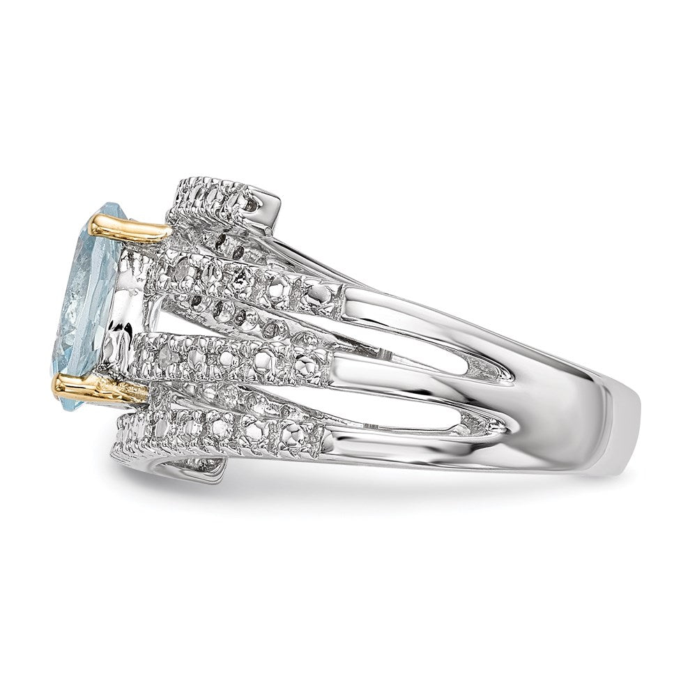 Sterling Silver u0026 14K Sky Blue Topaz and Diamond Ring