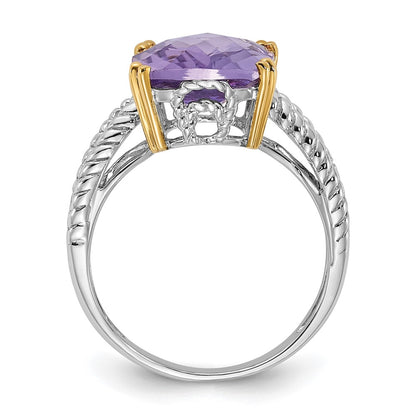 Sterling Silver u0026 14K Accent Light Amethyst and Diamond Ring