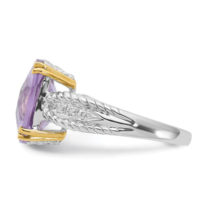 Sterling Silver u0026 14K Accent Light Amethyst and Diamond Ring