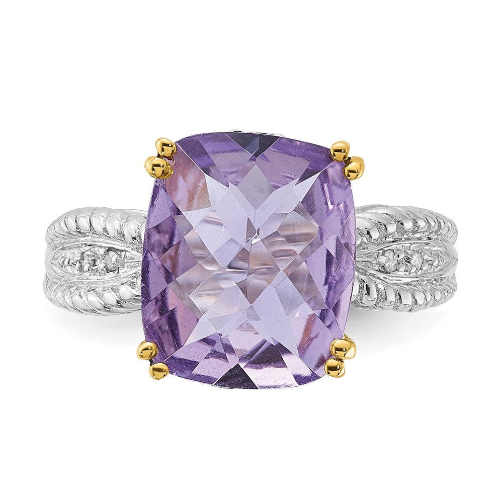 Sterling Silver u0026 14K Accent Light Amethyst and Diamond Ring