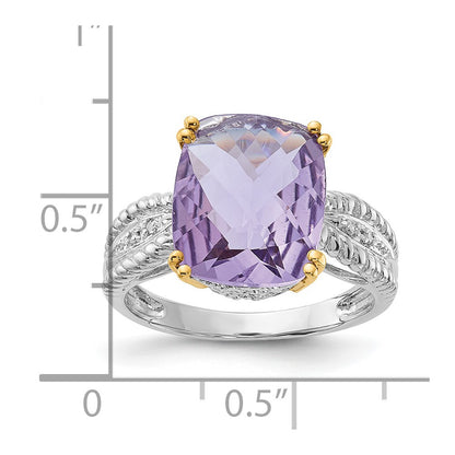 Sterling Silver u0026 14K Accent Light Amethyst and Diamond Ring