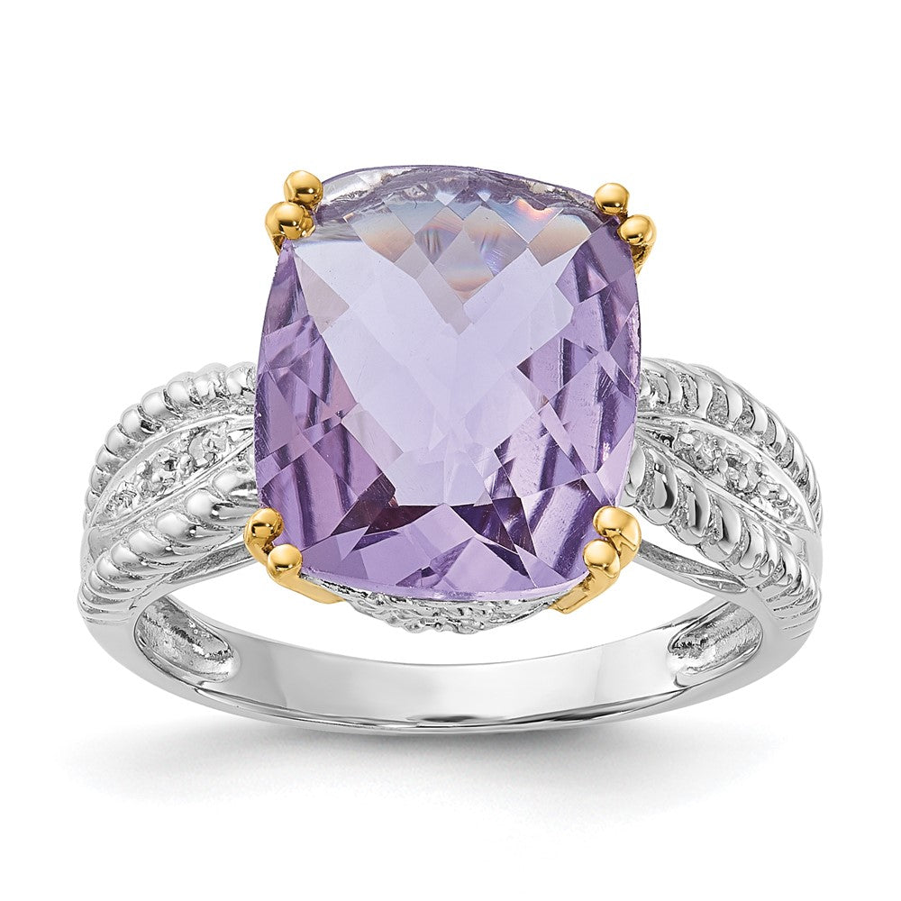 Sterling Silver u0026 14K Accent Light Amethyst and Diamond Ring