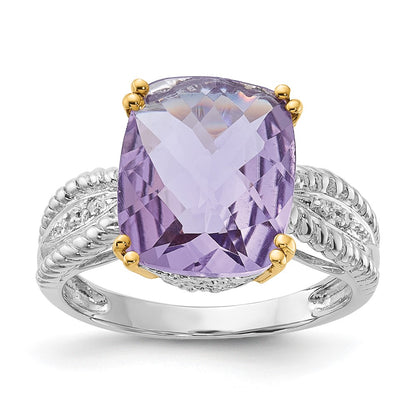 Sterling Silver u0026 14K Accent Light Amethyst and Diamond Ring