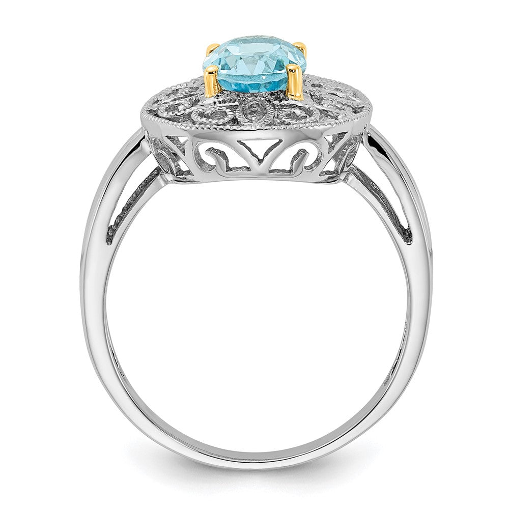 Sterling Silver u0026 14K Accent Sky Blue Topaz u0026 Diamond Oval Ring