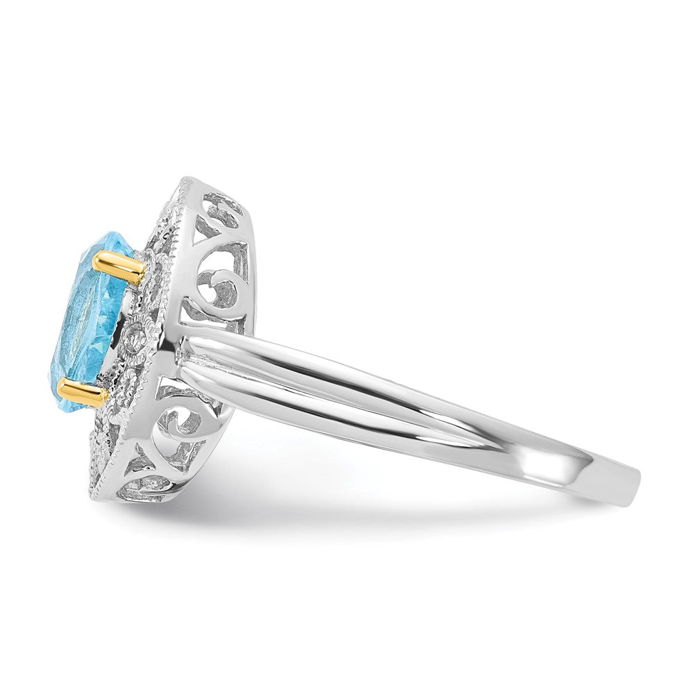 Sterling Silver u0026 14K Accent Sky Blue Topaz u0026 Diamond Oval Ring