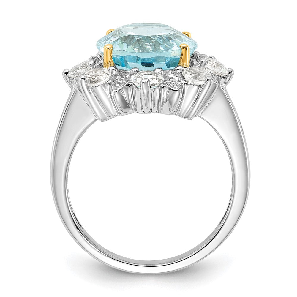 Sterling Silver u0026 14K Accent Sky Blue u0026 White Topaz Ring