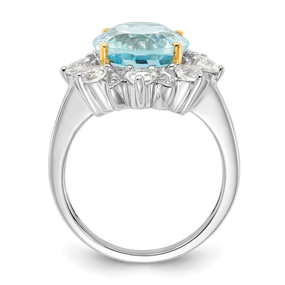 Sterling Silver u0026 14K Accent Sky Blue u0026 White Topaz Ring