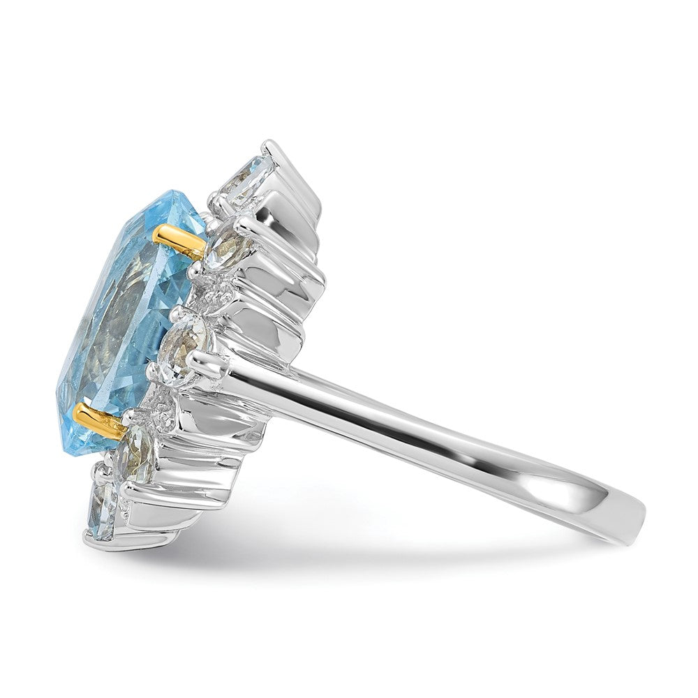 Sterling Silver u0026 14K Accent Sky Blue u0026 White Topaz Ring