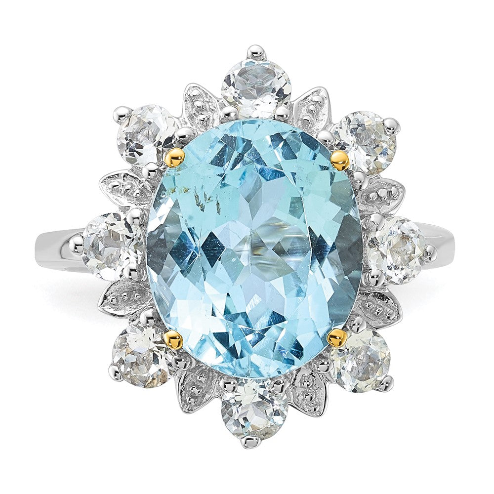 Sterling Silver u0026 14K Accent Sky Blue u0026 White Topaz Ring