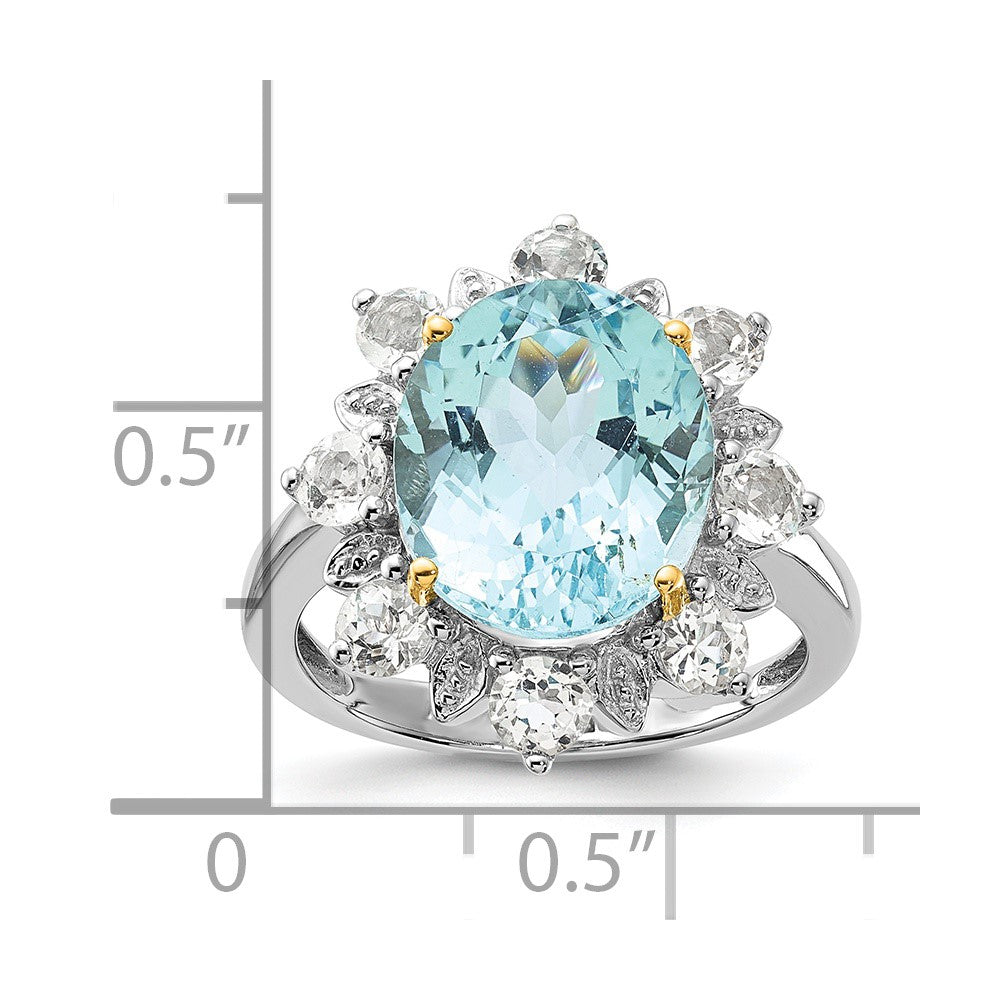 Sterling Silver u0026 14K Accent Sky Blue u0026 White Topaz Ring
