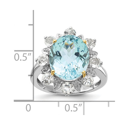 Sterling Silver u0026 14K Accent Sky Blue u0026 White Topaz Ring