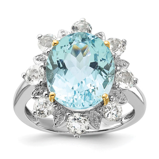 Sterling Silver u0026 14K Accent Sky Blue u0026 White Topaz Ring