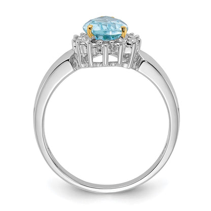 Sterling Silver u0026 14K Accent Sky Blue Topaz u0026 Diamond Ring
