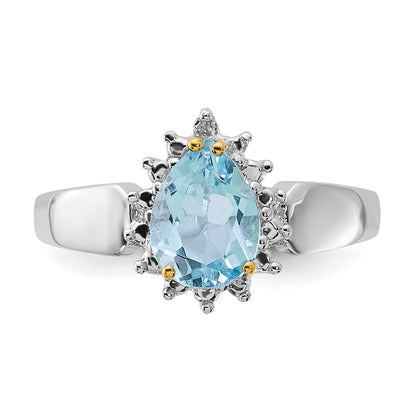 Sterling Silver u0026 14K Accent Sky Blue Topaz u0026 Diamond Ring
