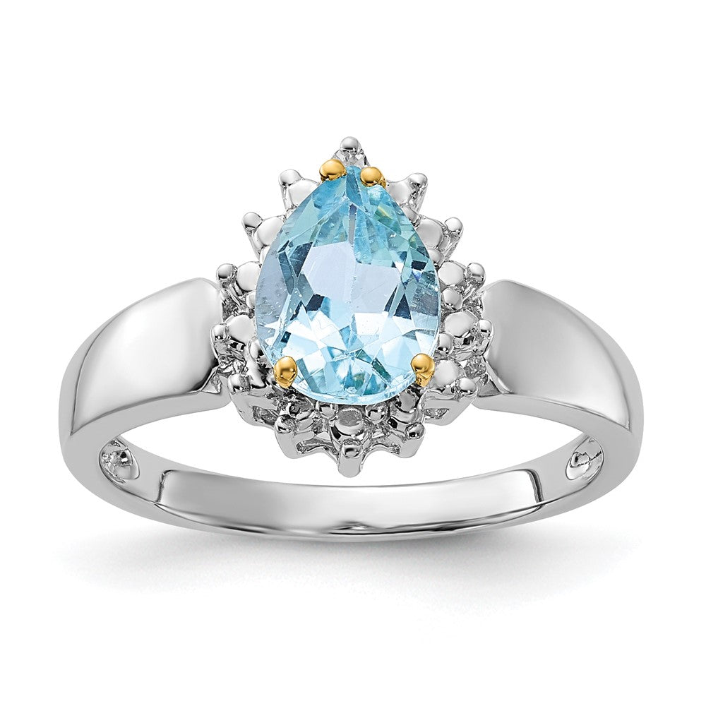 Sterling Silver u0026 14K Accent Sky Blue Topaz u0026 Diamond Ring