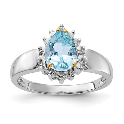 Sterling Silver u0026 14K Accent Sky Blue Topaz u0026 Diamond Ring