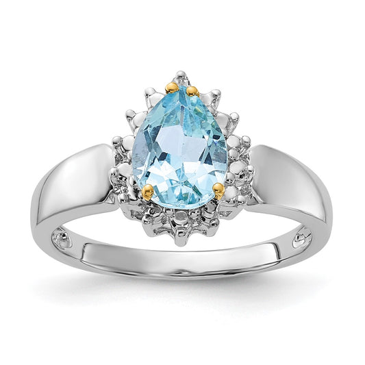 Sterling Silver u0026 14K Accent Sky Blue Topaz u0026 Diamond Ring