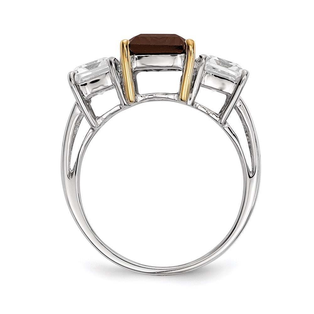 Sterling Silver u0026 14K Smoky Quartz and White Topaz Ring