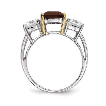 Sterling Silver u0026 14K Smoky Quartz and White Topaz Ring