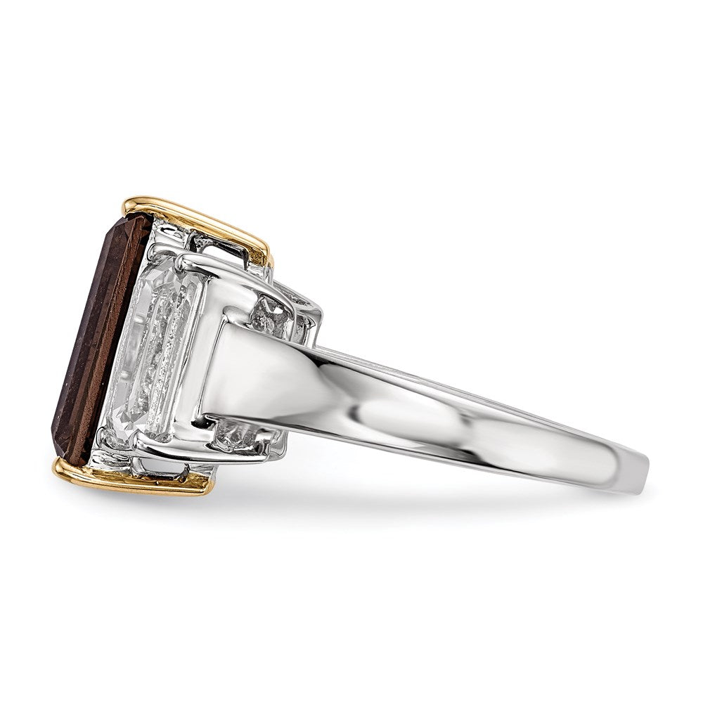 Sterling Silver u0026 14K Smoky Quartz and White Topaz Ring