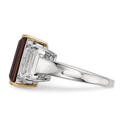 Sterling Silver u0026 14K Smoky Quartz and White Topaz Ring
