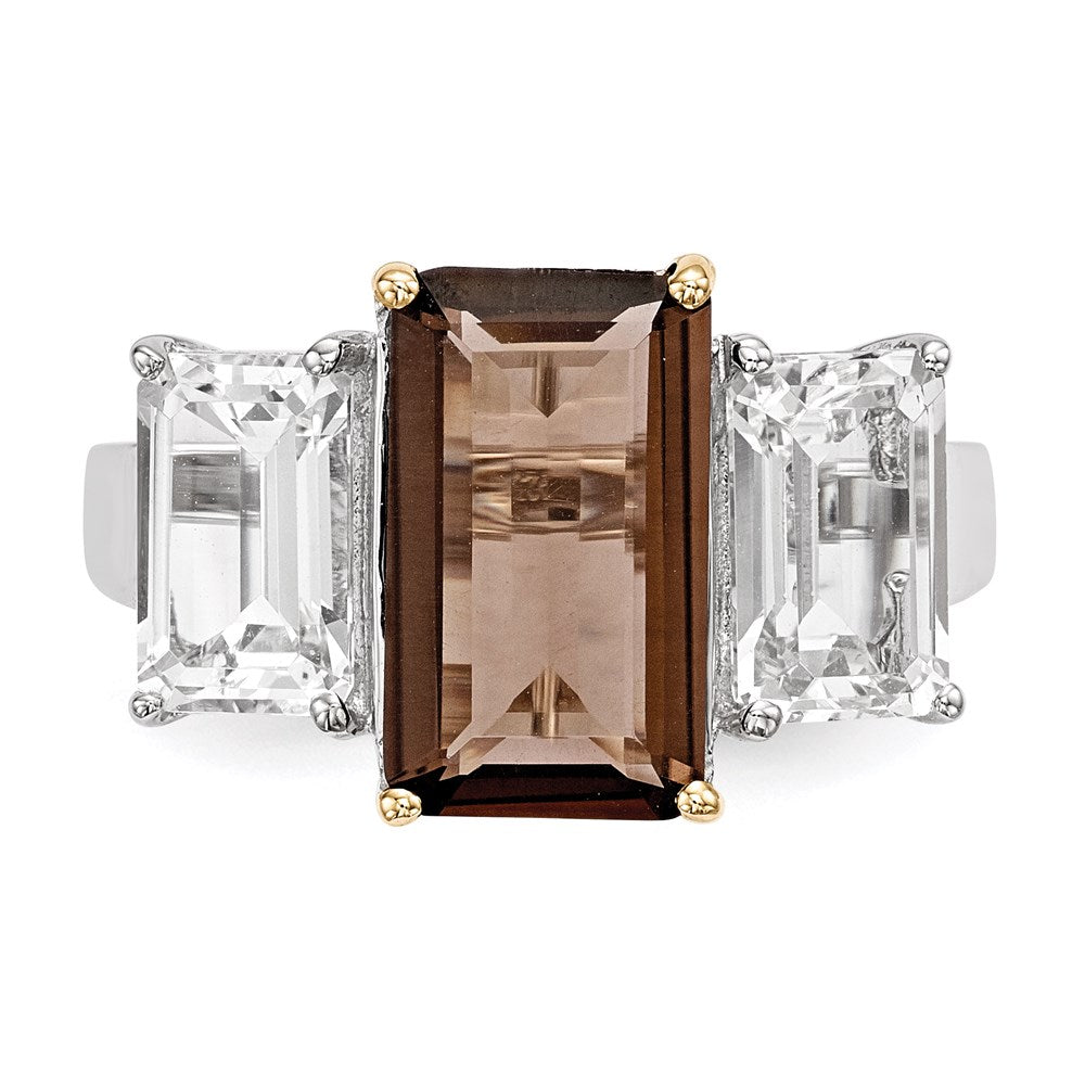 Sterling Silver u0026 14K Smoky Quartz and White Topaz Ring